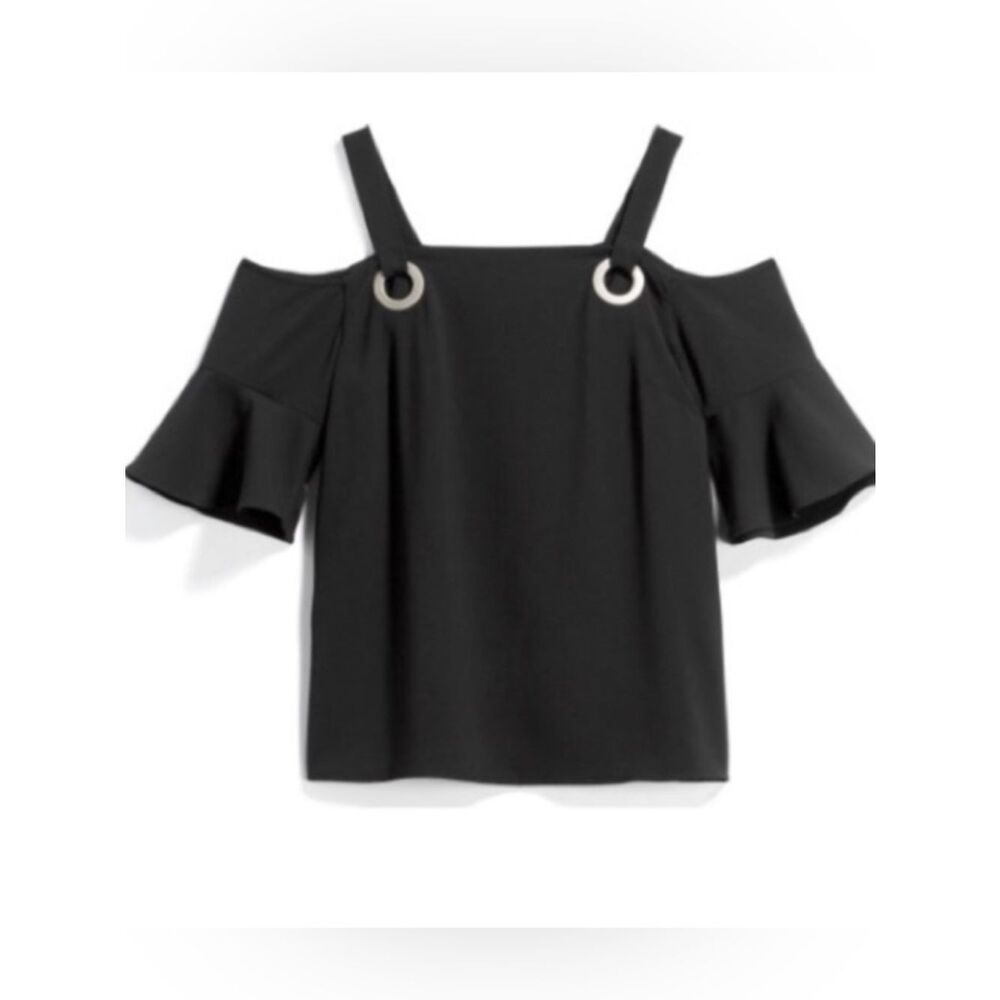 Pixley tarri grommet cold shoulder blouse black size medium